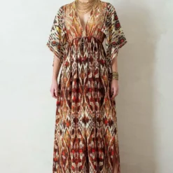 Rajdeep Ranawat Long V Neck Kaftan Dress -Textalux Sales rr 413 2