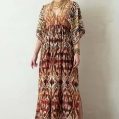 Rajdeep Ranawat Long V Neck Kaftan Dress -Textalux Sales rr 413 3