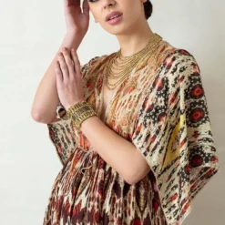 Rajdeep Ranawat Long V Neck Kaftan Dress -Textalux Sales rr 413 4