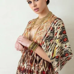 Rajdeep Ranawat Long V Neck Kaftan Dress -Textalux Sales rr 413 5