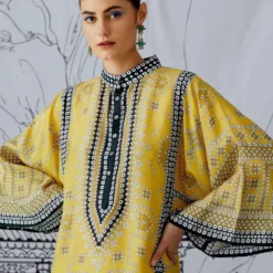 Rajdeep Ranawat Buttercup Printed Silk Kurta Set With Stole -Textalux Sales rr1052 5