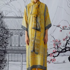 Rajdeep Ranawat Printed Silk Kurta Set With Stole