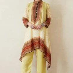 Rajdeep Ranawat Ombre Green Tunic Set With An Asymmetrical Hem -Textalux Sales rr357 2