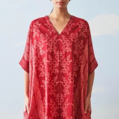 Ikai Pleated V Neck Kaftan Dress -Textalux Sales sh kfd 2101r 3