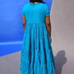 Turquoise Tiered Dress -Textalux Sales sks2104t 4