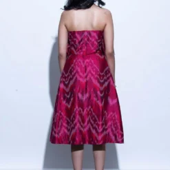 Shriya Som Fit & Flare Ikat Dress With 3D Floral Embroidery -Textalux Sales ss 21 lm 58 813 3