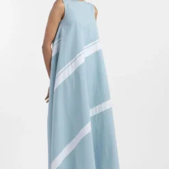 Three Powder Blue Applique Dress & Scarf Set -Textalux Sales ss21 set 27 xs 3