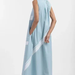 Three Powder Blue Applique Dress & Scarf Set -Textalux Sales ss21 set 27 xs 4