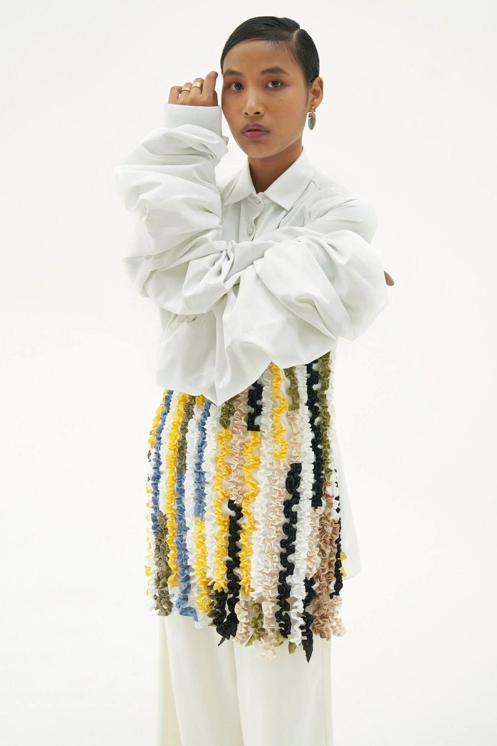 Corpora Studio Cotton Shirt With Multi Coloured Frills 4 Corpora Studio Cotton Shirt With Multi Coloured Frills - Image 2