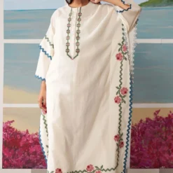 Ikai Ivory Kaftan With Applique Details