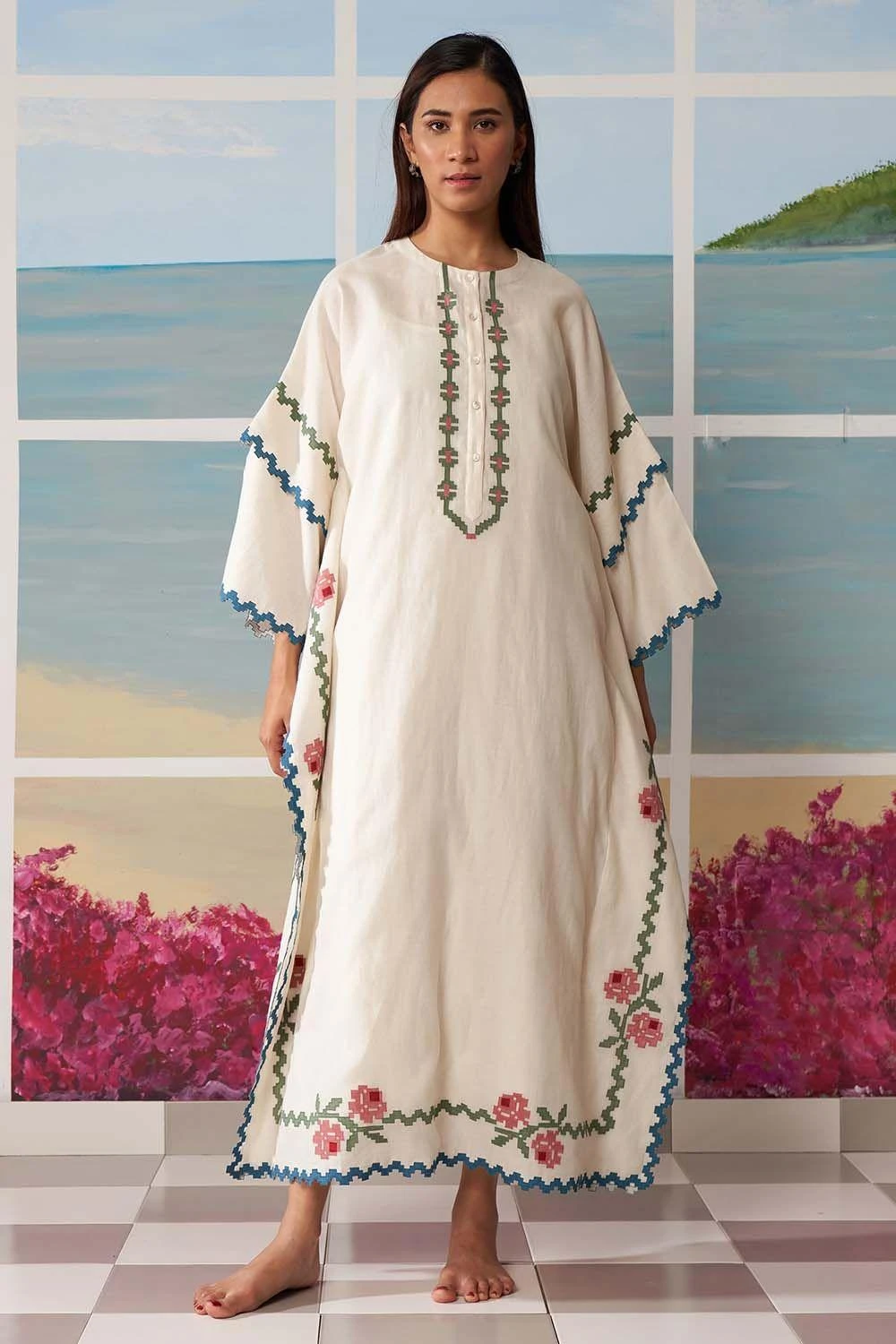 Ikai Ivory Kaftan With Applique Details 4 Ikai Ivory Kaftan With Applique Details - Image 2