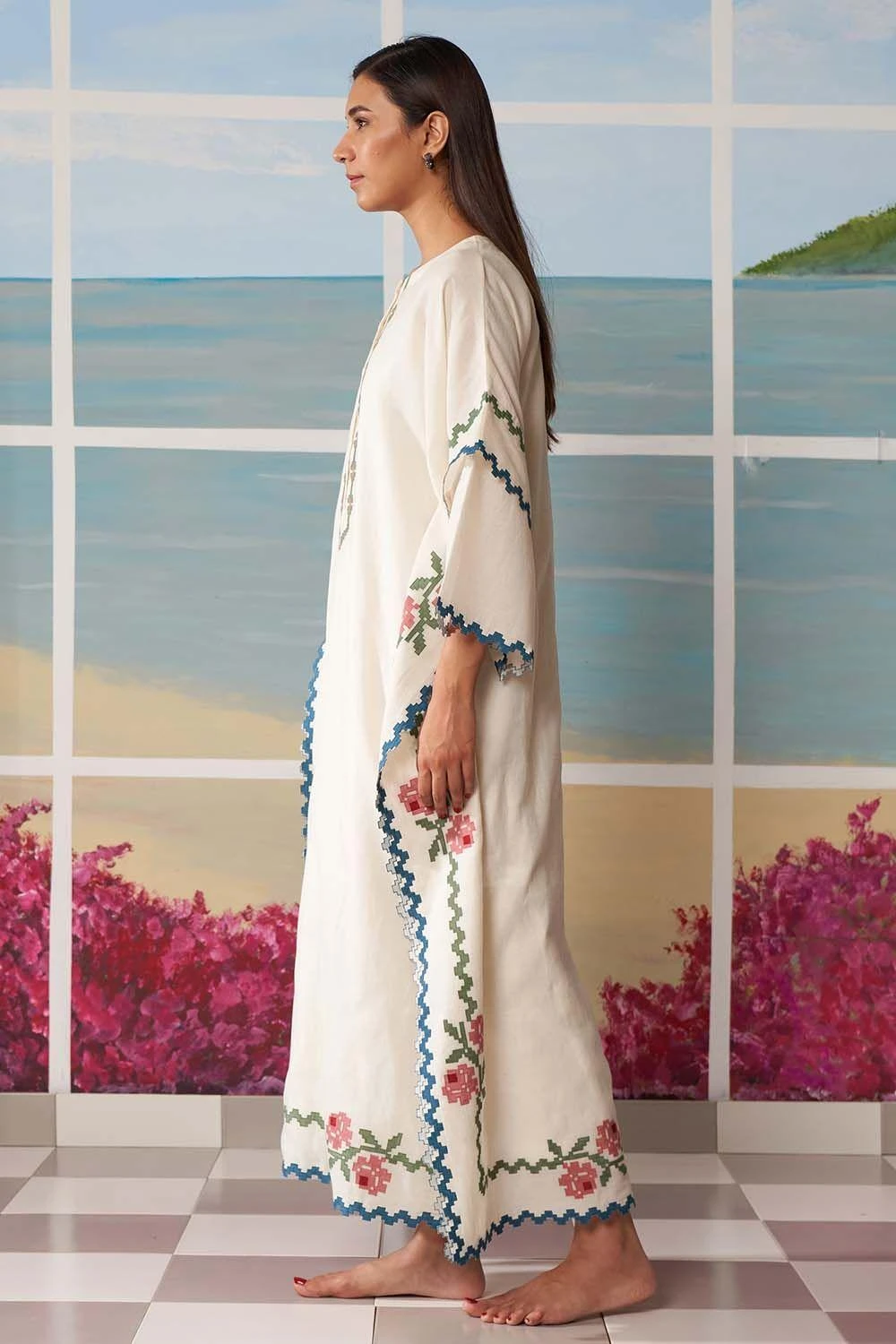Ikai Ivory Kaftan With Applique Details 5 Ikai Ivory Kaftan With Applique Details - Image 3