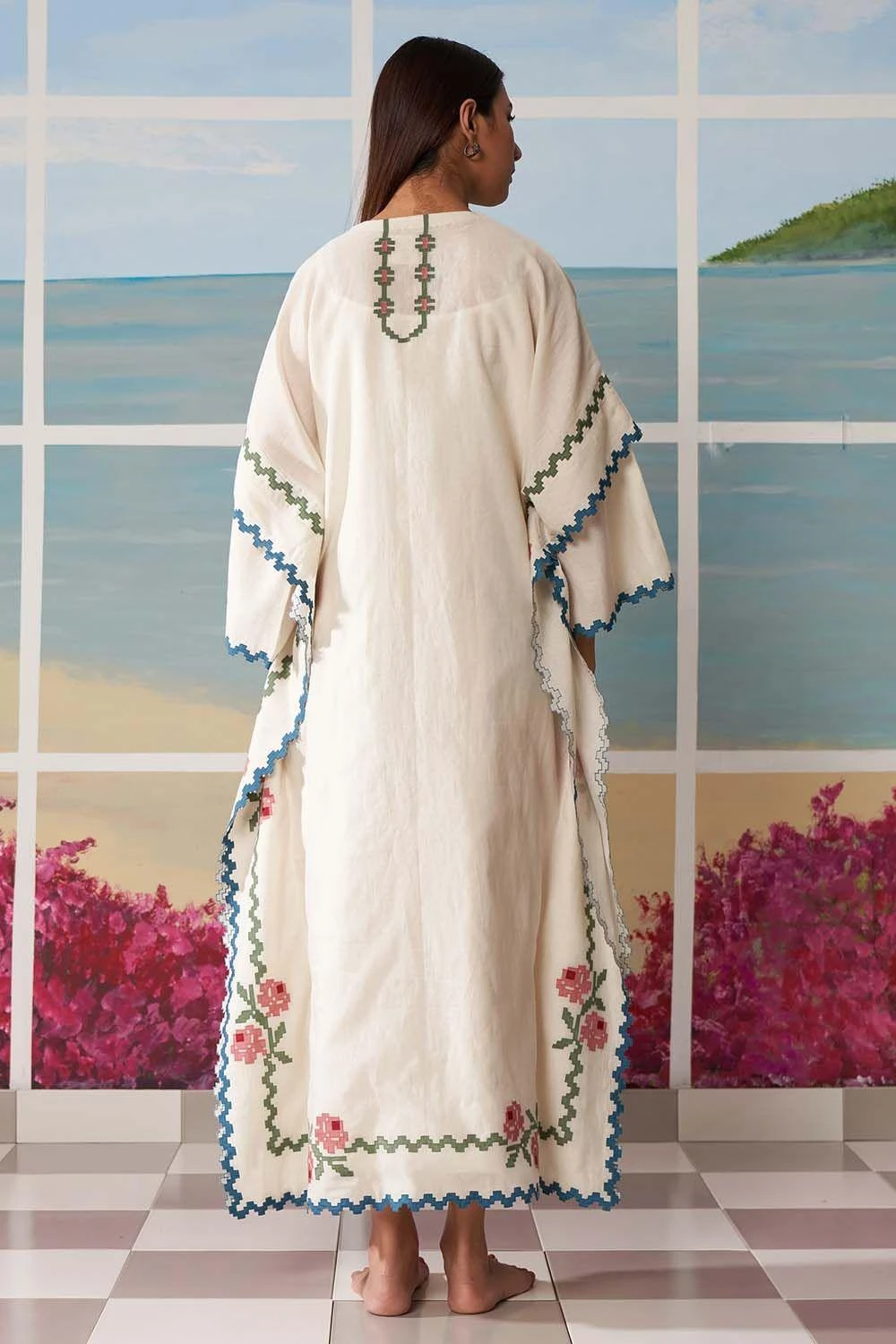 Ikai Ivory Kaftan With Applique Details 7 Ikai Ivory Kaftan With Applique Details - Image 5