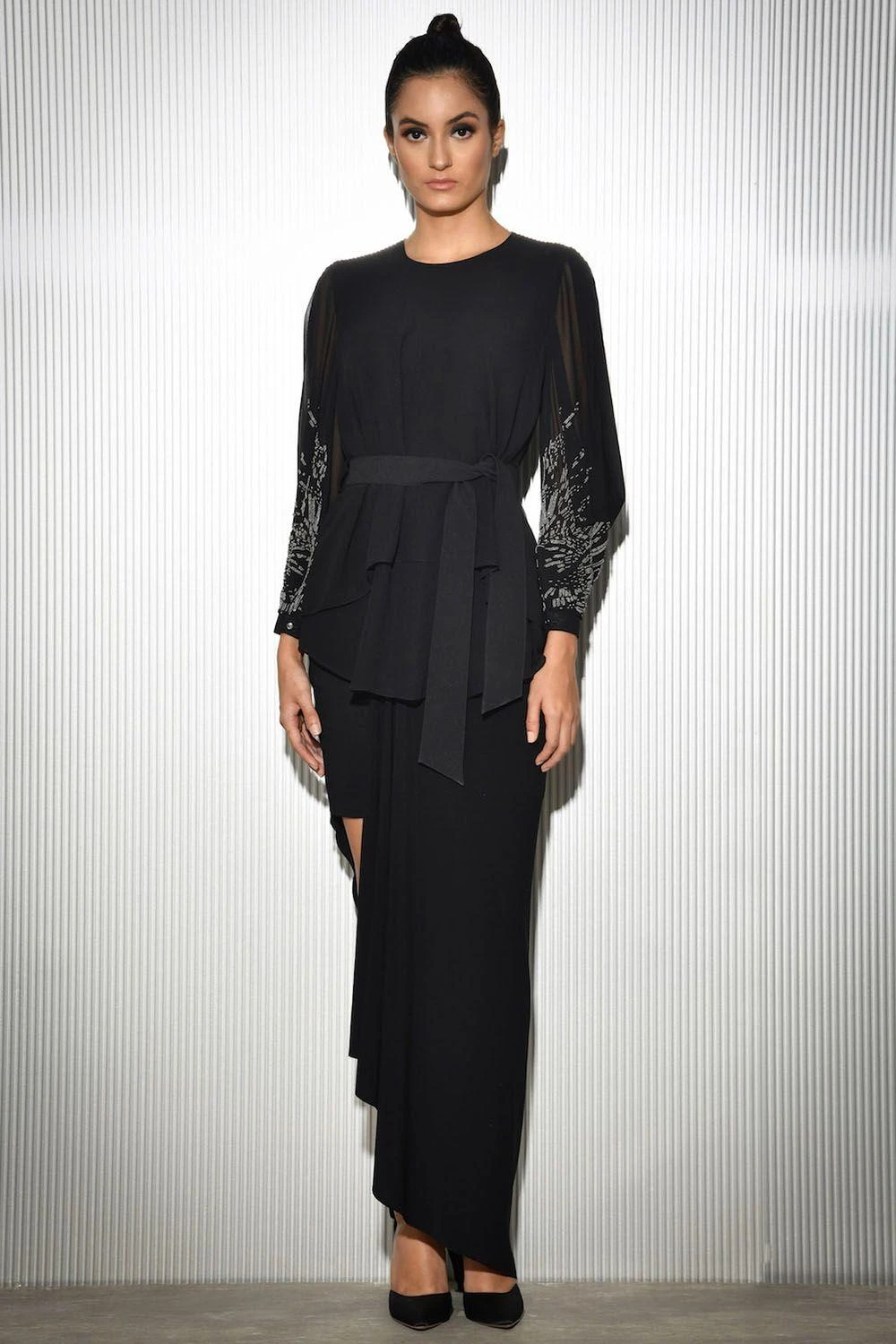 Rohit Gandhi + Rahul Khanna Black Layered Top With Bead Embellishments 3 Rohit Gandhi + Rahul Khanna Black Layered Top With Bead Embellishments