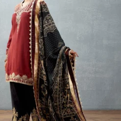 Torani Jet Black Gota Embroidered Short Kurta Set