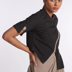 Antar-Agni Black Handwoven Cotton Top -Textalux Sales wtop 324 bk 2