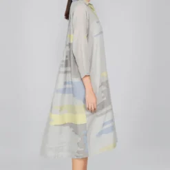 YAVI Cotton Jamdani Button Down Shirt Dress. -Textalux Sales y10aj 01 4