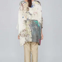 YAVI V Neck Cupro Printed Top -Textalux Sales yc10t 27 4